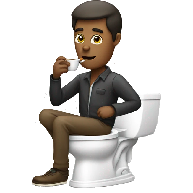 smoking a cigarette and drinking coffee on the toilet emoji