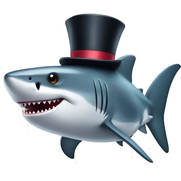 Shark with a top hat emoji