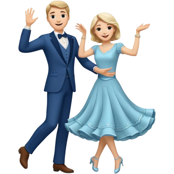 White Man and white woman dancing white emoji