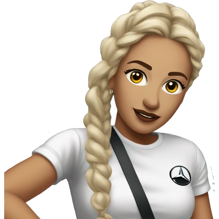 European swag Woman outside mercedes G wagon emoji