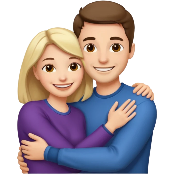Two people hugging, one male one female emoji