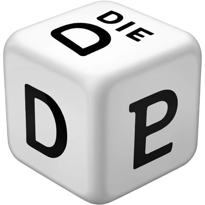 create a dice with the words "der" "die" and "das" written on each visible side emoji
