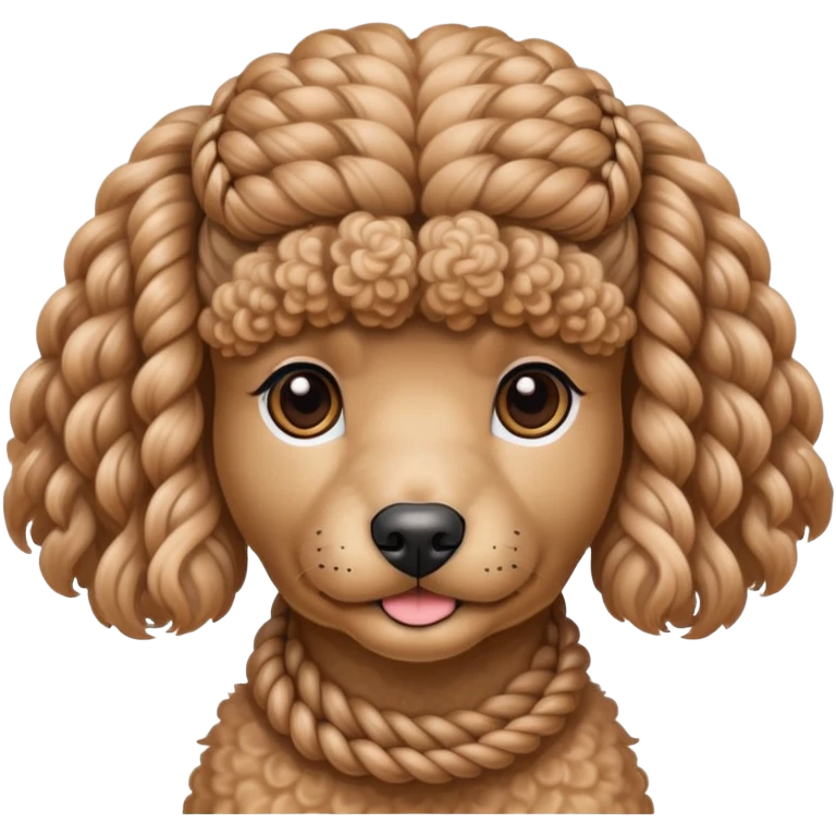 Miniature poodle with braids on its head emoji