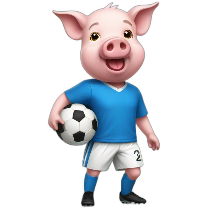 Soccer pig player blue shirt emoji