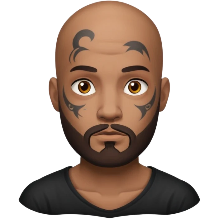 bald bearded man with face tattoo emoji