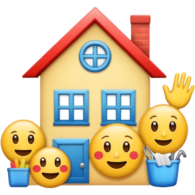 Letra decorada escrito HR de limpar a casa com uns emojis legais emoji