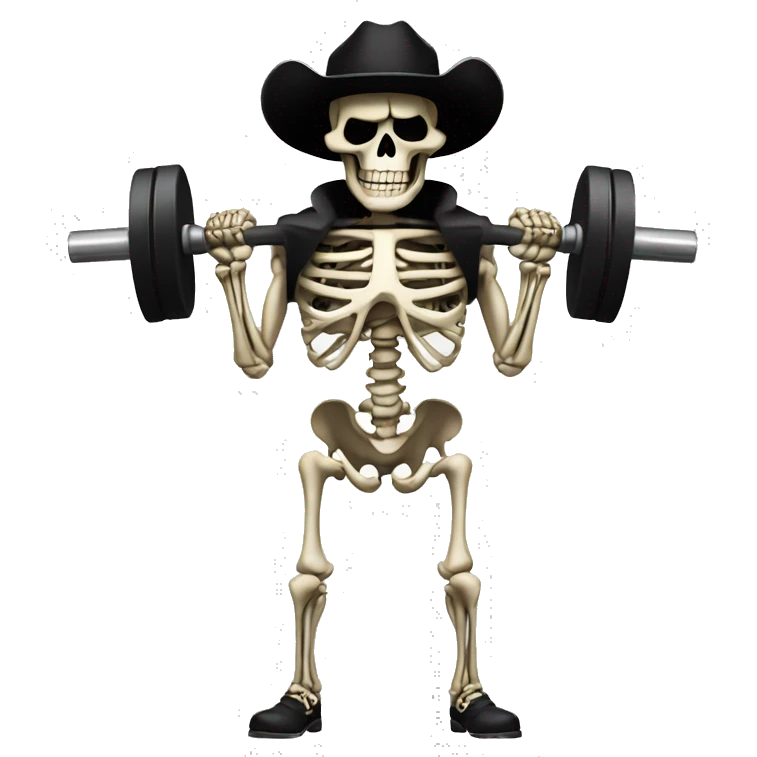 Skeleton cowboy Man lifting weights emoji