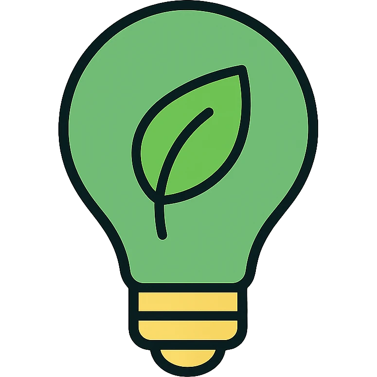 Green light bulb icon for sustainability concept emoji