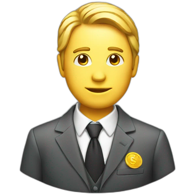 a coin wearing suit emoji