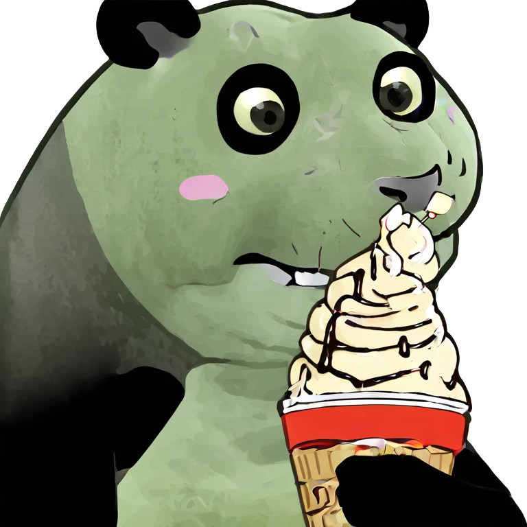 Panda eating ice cream emoji