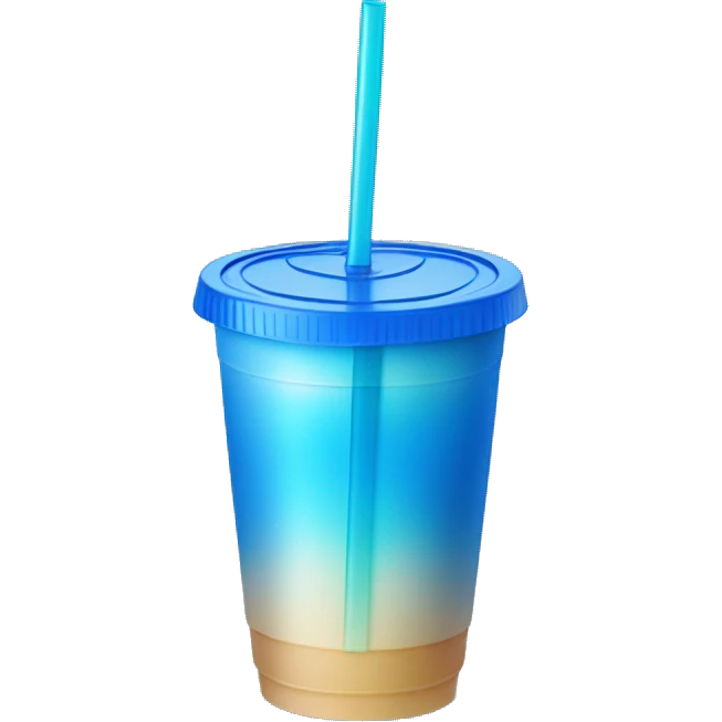 Light to dark blue ombré drink in plastic cup with a straw and lid with no face just a cup emoji