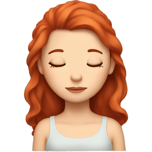 Girl sleeping, whit red hair emoji