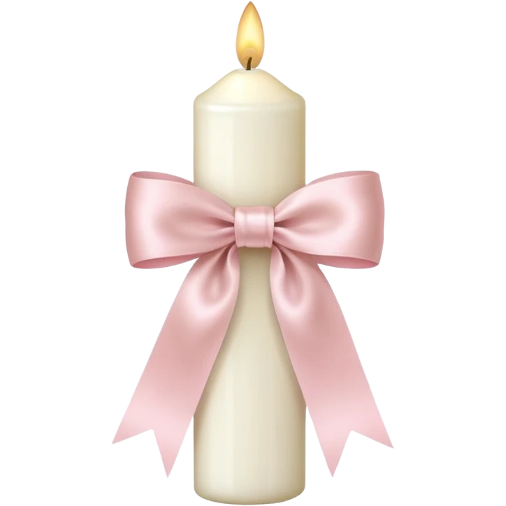 make a white candle with a light pink ribbon bow emoji