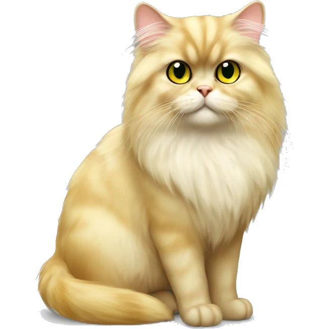 Chinchilla Persian fluffy yellow cat with big green - yellow eyes emoji