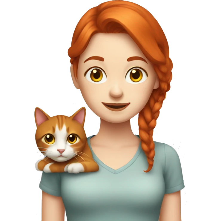 Redhead girl with a cat emoji