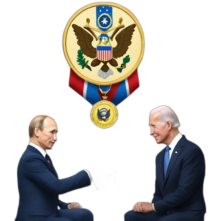 Putin getting medal of honor from Joe Biden emoji