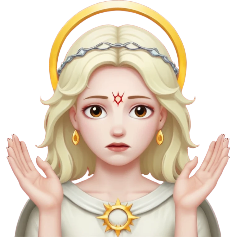 Halo pierced into living flesh with nails, pain and devotion intertwined emoji