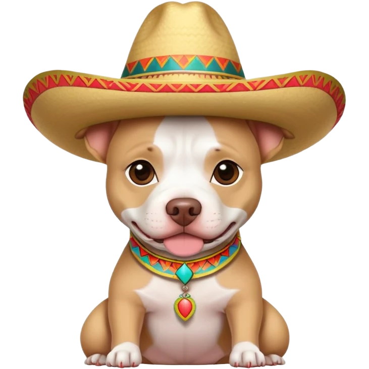 White pit bull wearing a sombrero  emoji