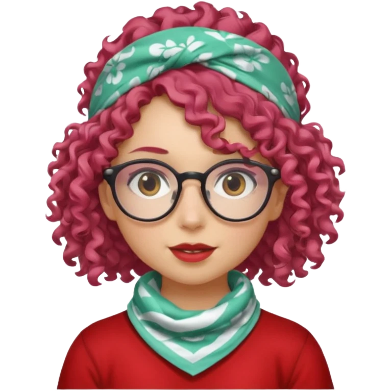 girl with curly  peppermint hair and bandana and glassess emoji