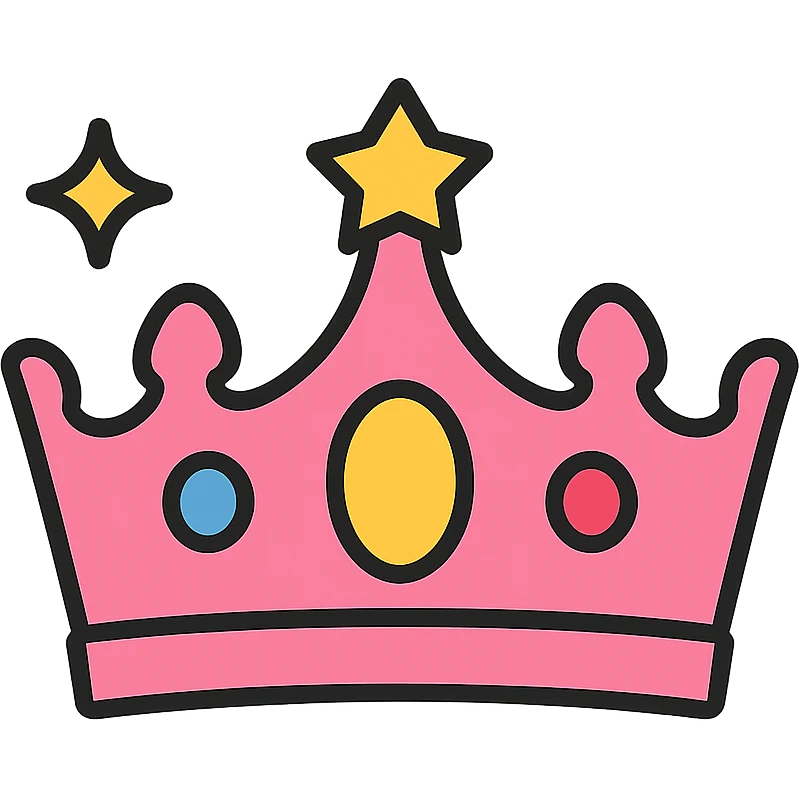 princess crown, pink, ornate, sparkling jewels, regal look emoji