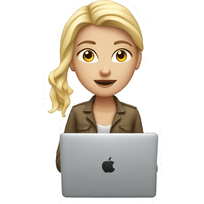 Blond white girl working on MacBook  emoji