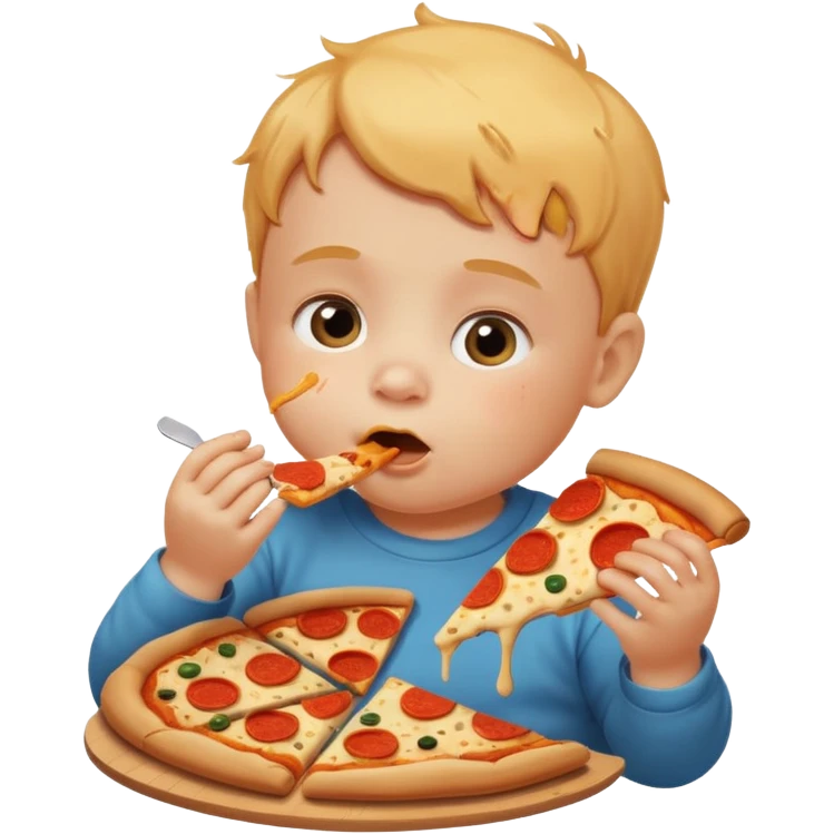 A baby eating pizza emoji