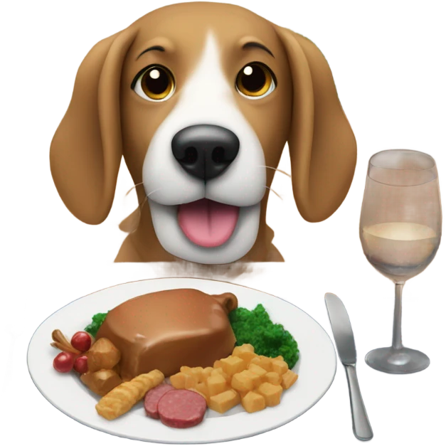 Dog eating Christmas dinner emoji
