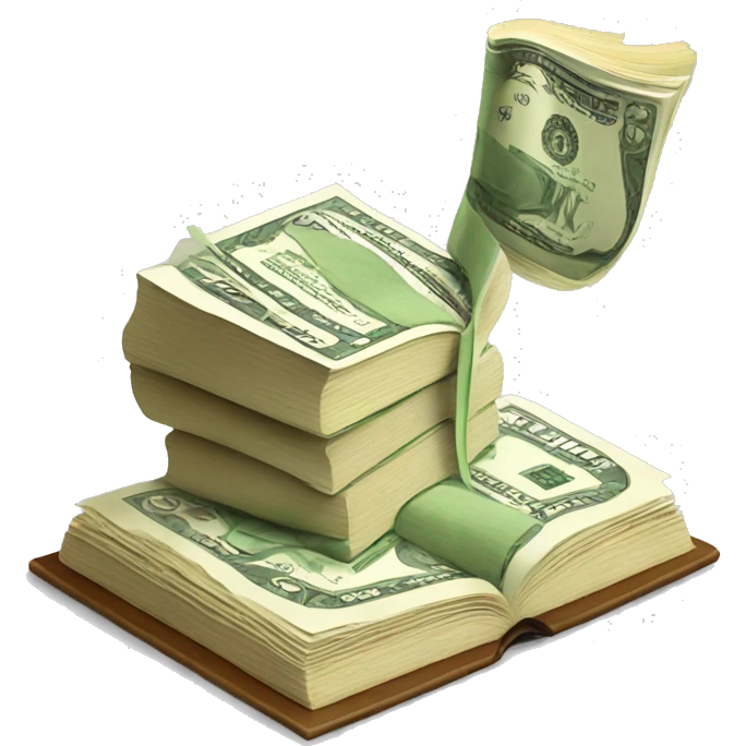 Money reading book emoji