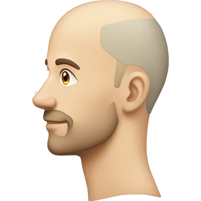 white young man bald with cap, + soft beard, side profile emoji
