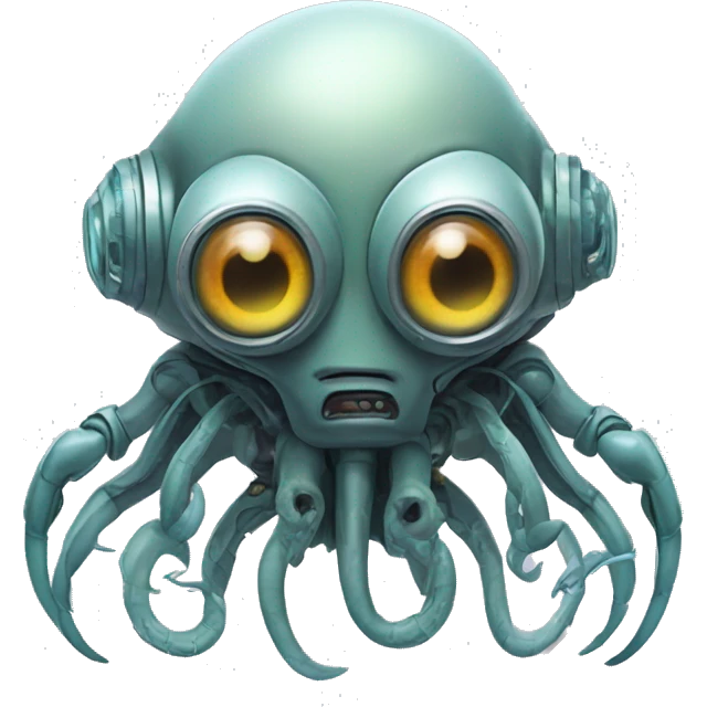 biomechanical alien robot with four eyes and tentacles  emoji
