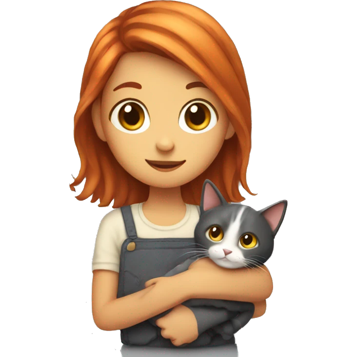 Read haired girl holds a cat emoji