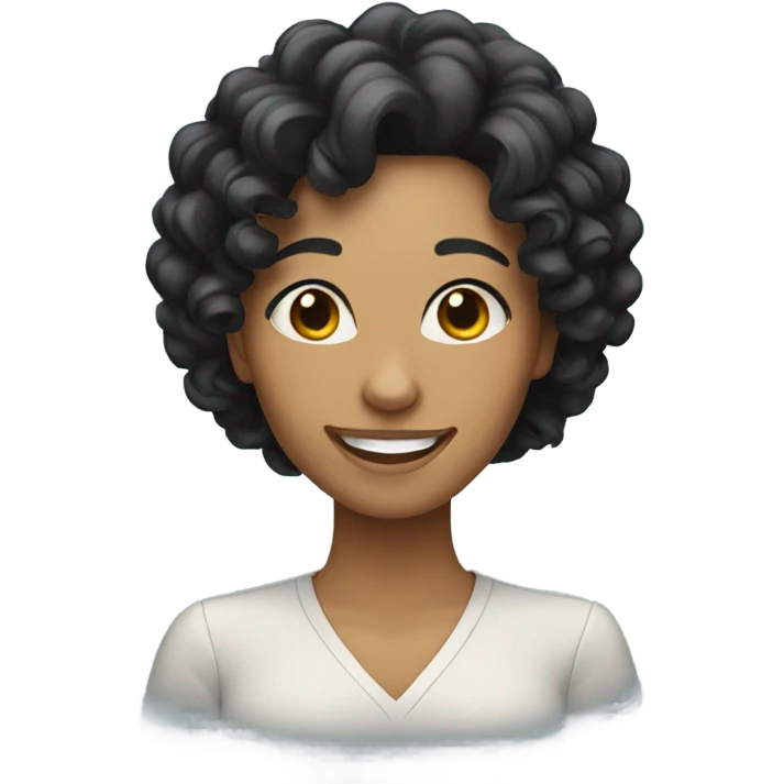 smiling woman with curly black hair emoji