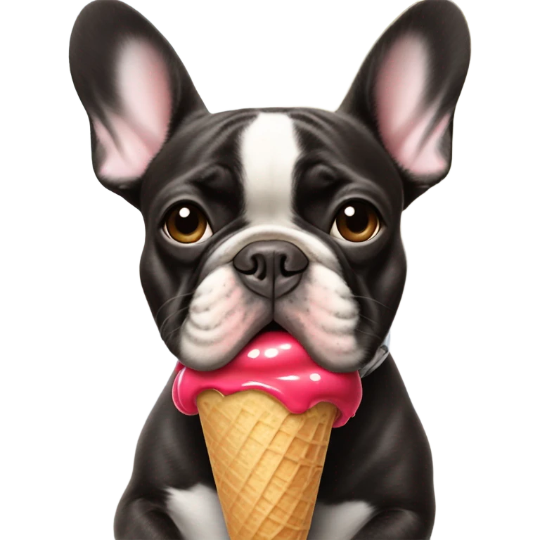 French bulldog skateboarding eating ice cream emoji