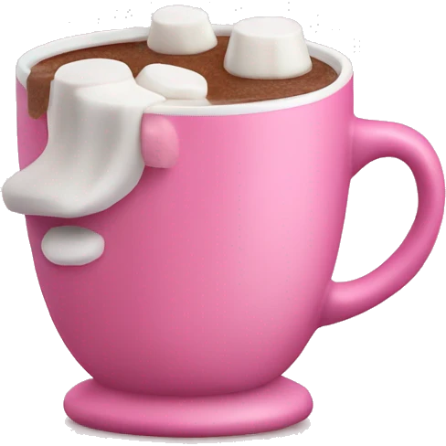  hot chocolate with  marshmallows in a pink cup emoji