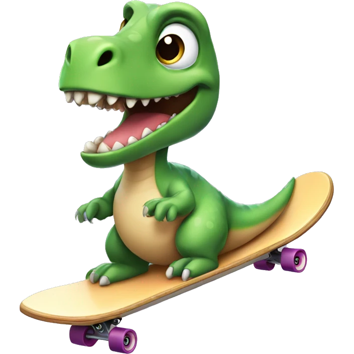 Cute cartoon dinosaur riding a skateboard  emoji