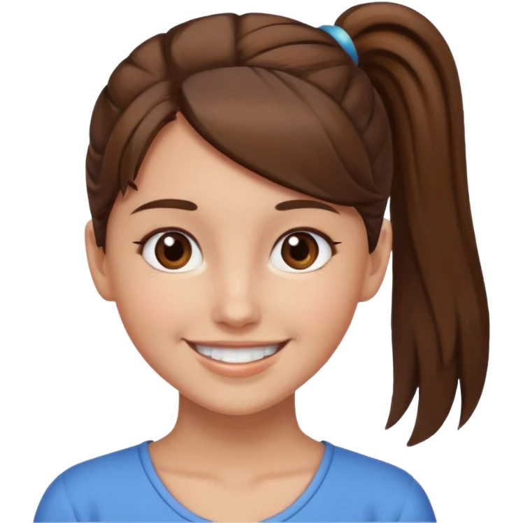 a brown haired girl  in one high ponytail but make her really pretty with brown eyes emoji