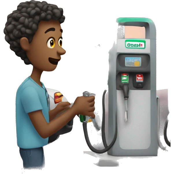 A person is refueling at a gas station. emoji
