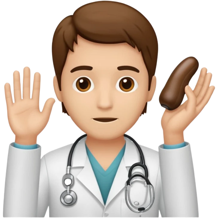 Radiografía de mano sostenida por un médico sin estetoscopio bata blanca  piel clara cabello café obscuro hombre emoji
