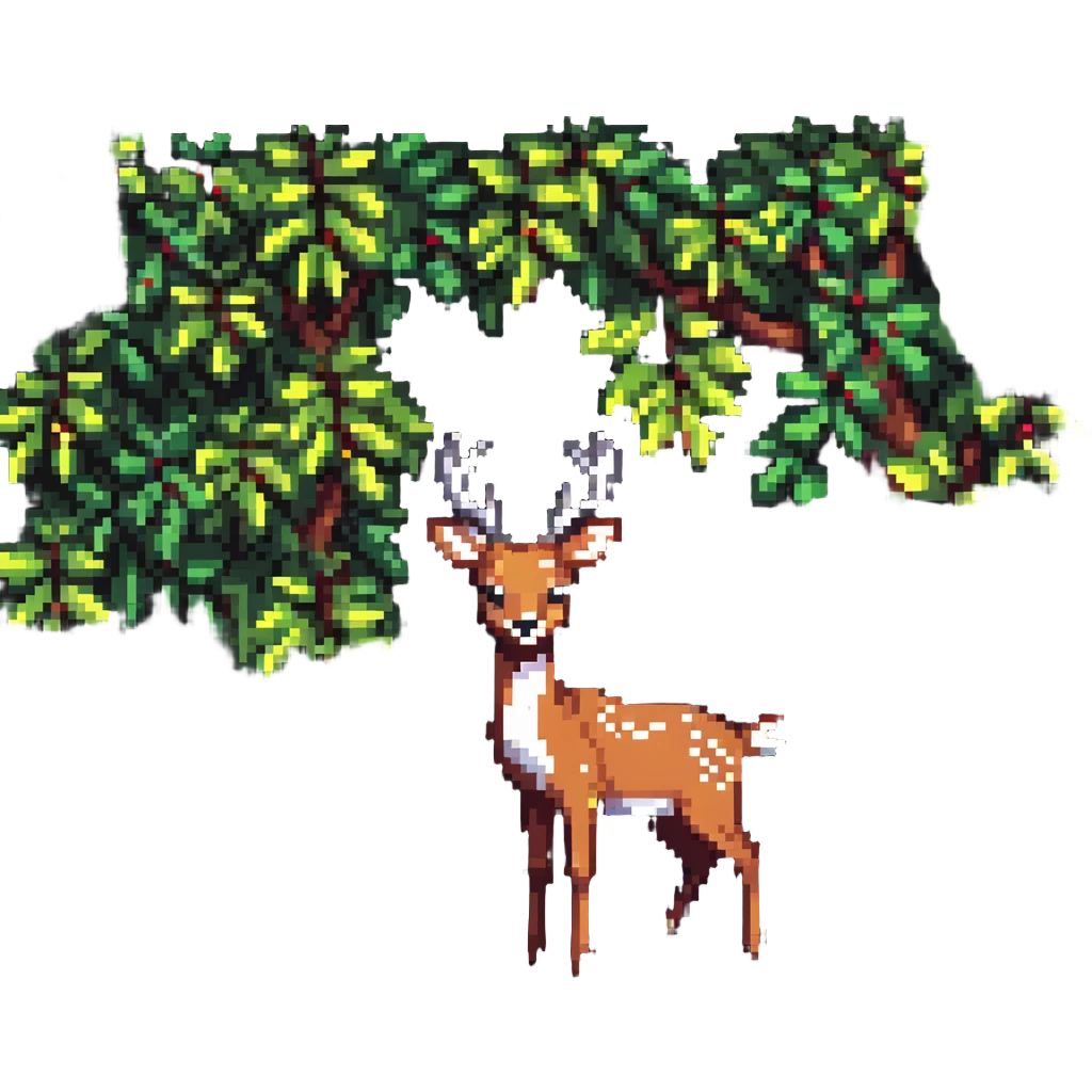 deer peeking from behind a bush emoji