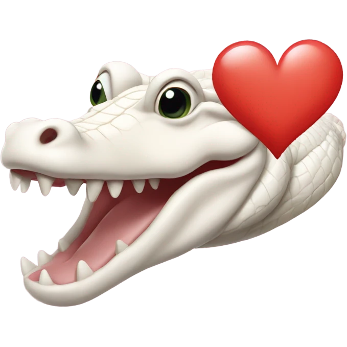 Albino alligator with heart above its head emoji