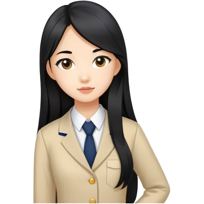 chic Asian-skinned girl in modern school uniform, sleek long black hair emoji