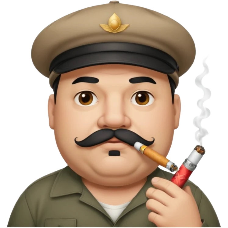 a fat father with a cap and tattoos, a cigarette in his mouth, and a mustache. emoji