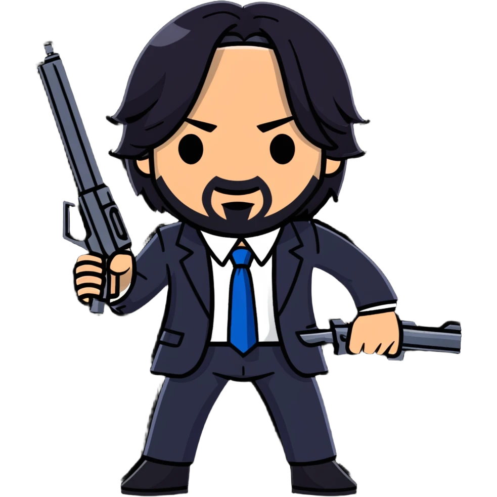 John Wick in action pose with weapons emoji