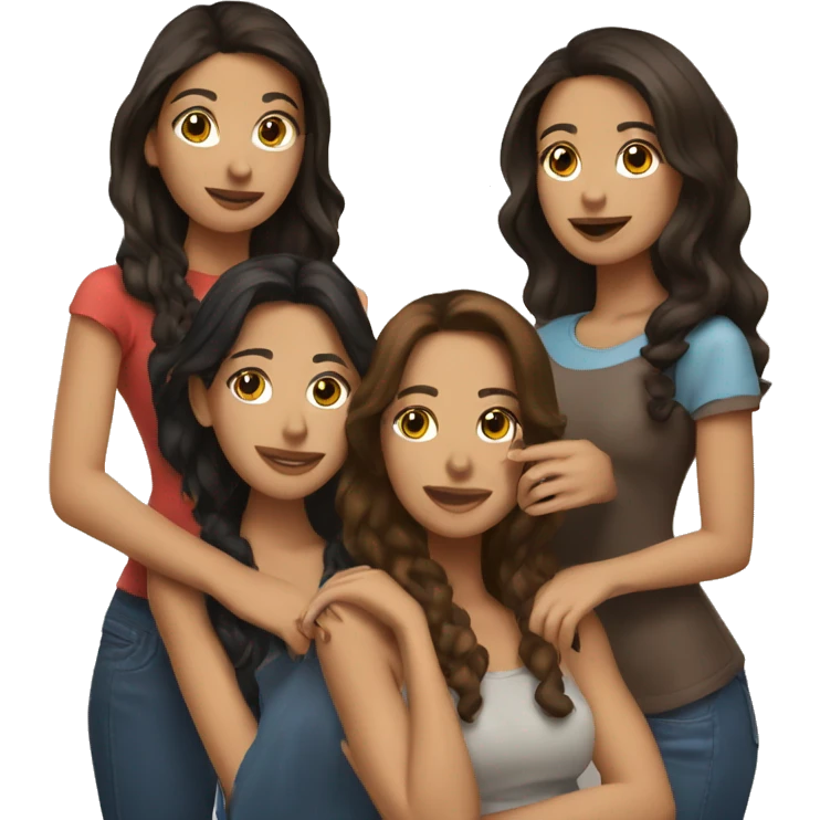 3 brunette latin female friends emoji