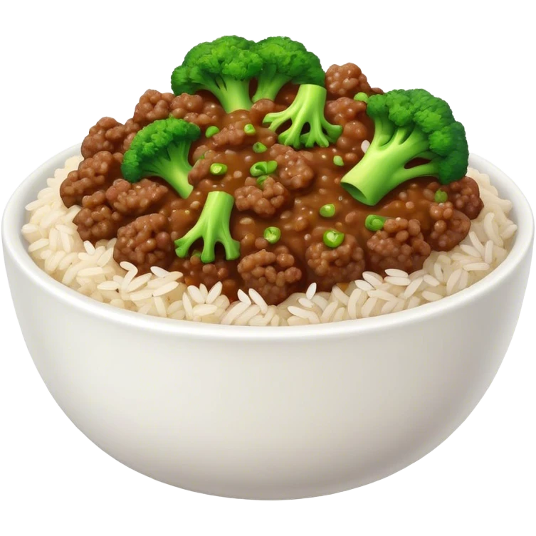 Rice with ground Beef and brocoli emoji