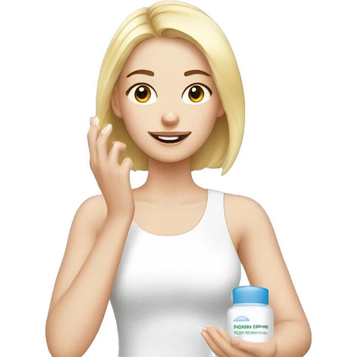 White girl applying moisturiser  emoji