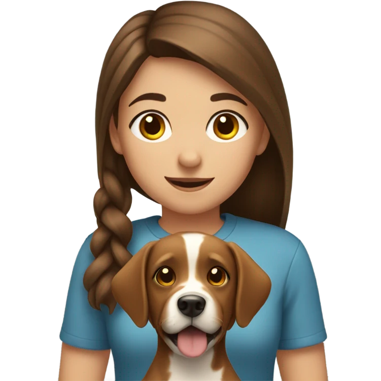  girl with brown hair play with brown dog emoji