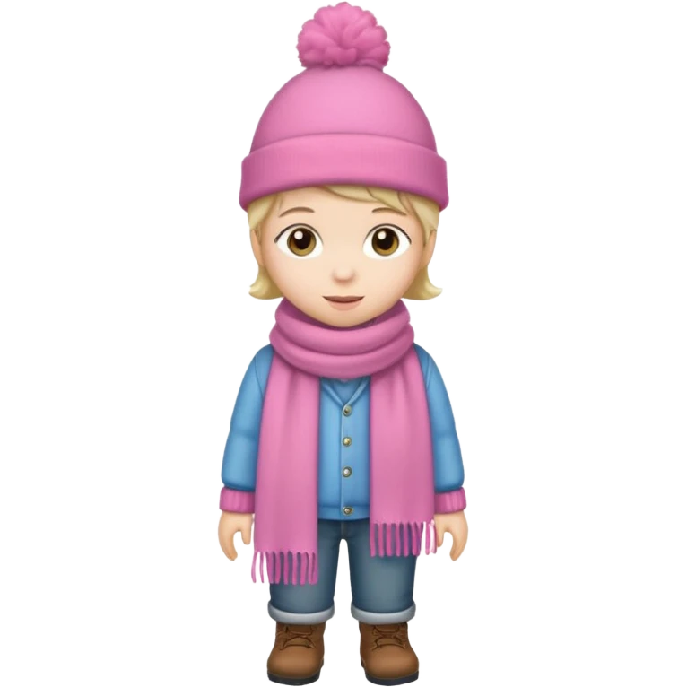 Kid wearing pink hat and scarf, full body emoji