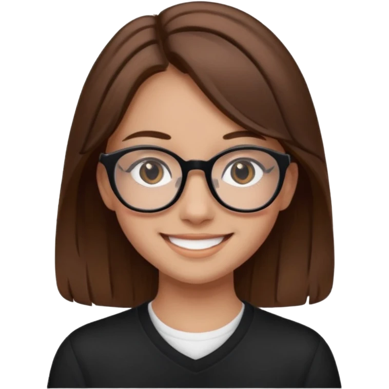 ragazzina di 16 anni castana capelli lunghi con occhiali neri  emoji