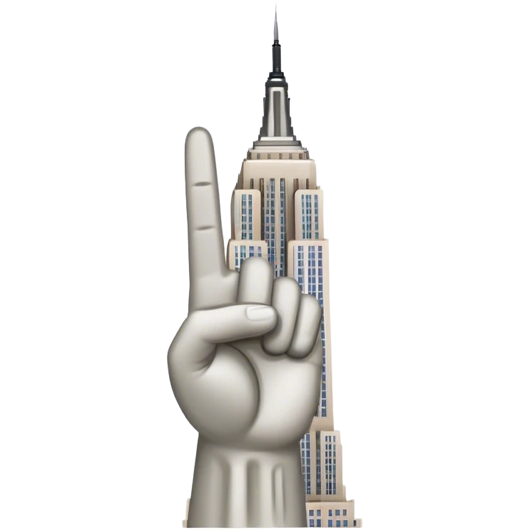 empire state building holding up a peace sign emoji